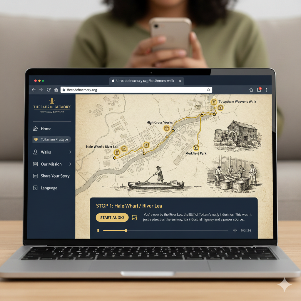 Audio walk mockup along the Weaver Line — placeholder